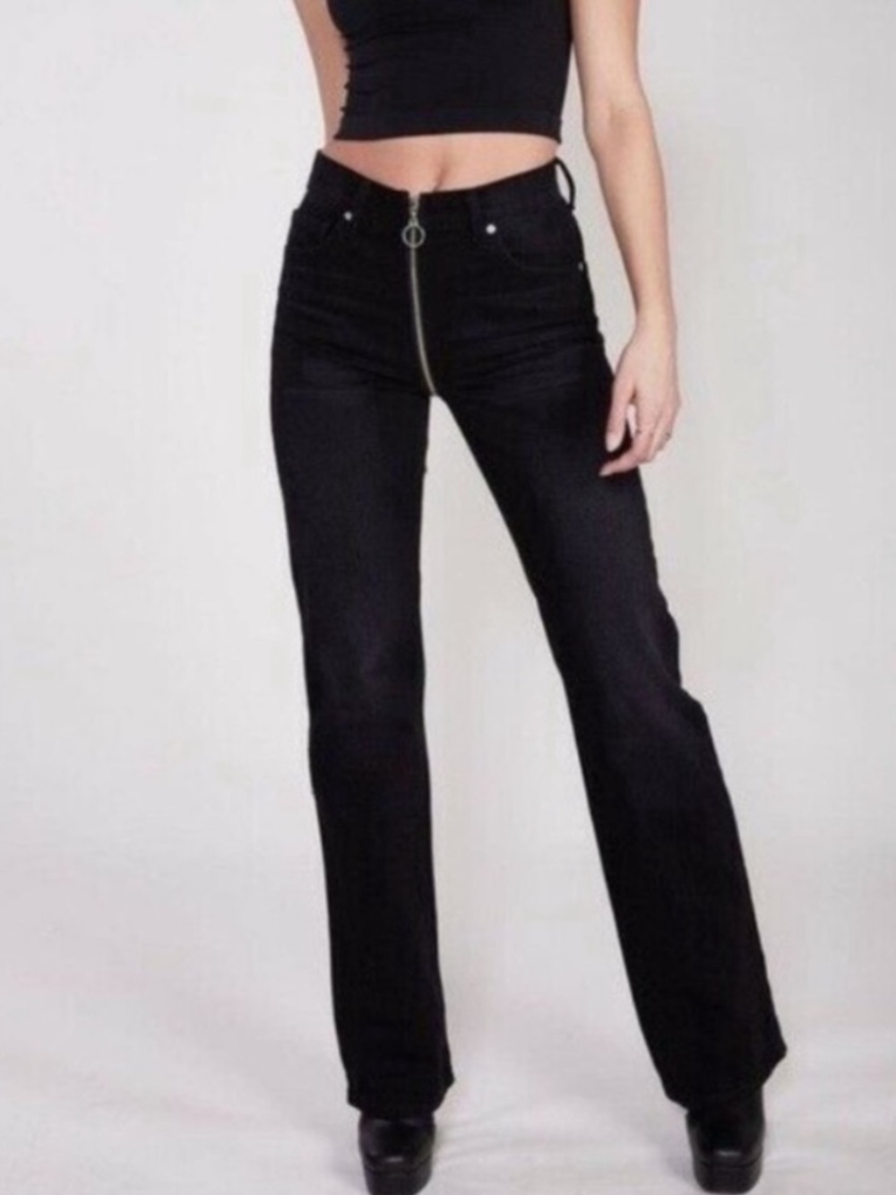 Revice Yin Yang Into The Groove Bootcut Jeans in Black Size 27
